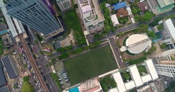 Bangkok Thailand Luchtfoto V55 Hoog Verticaal Stadsgezicht Met Uitzicht Transport — Stockvideo