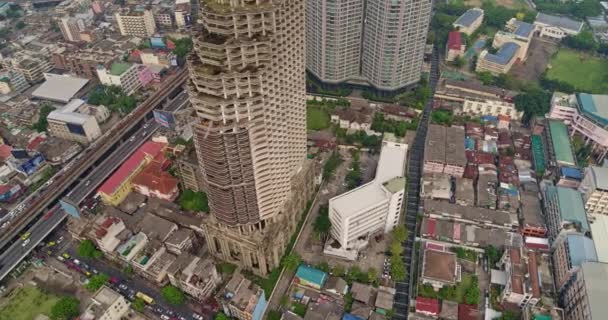 Bangkok Thailandia Aerial V46 Birdseye Alla Vista Verticale Dei Distretti — Video Stock