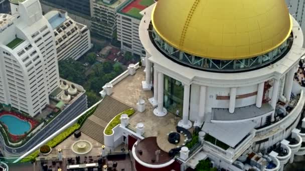 Bangkok Thailand Aerial V65 Panning Tower Domes Restaurant Garden Terrace — Stok Video