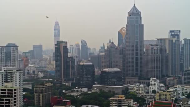 Bangkok Thailand Aerial V89 Пропел Через Город Скоростном Шоссе Март — стоковое видео