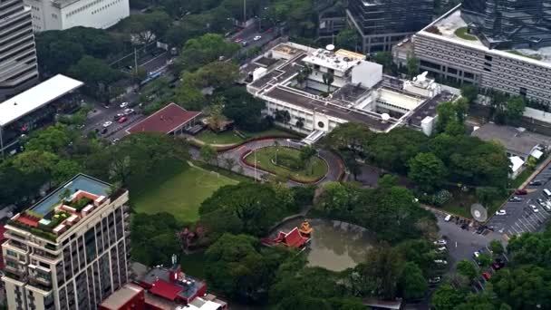 Bangkok Thailand Luchtfoto V95 Panning Rond Amerikaanse Ambassade Gebouw Landschap — Stockvideo