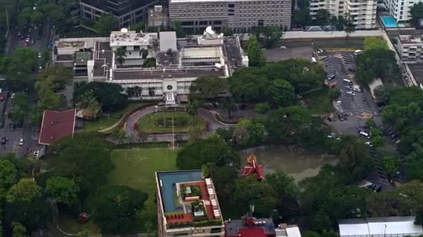 Bangkok Thailand Aerial V94 Panning Kolem Budovy Krajiny Velvyslanectví Usa — Stock video