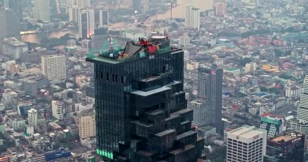 Bangkok Thailand Aerial V99 Panning Birdseye Tower Cityscape March 2018 — стокове відео