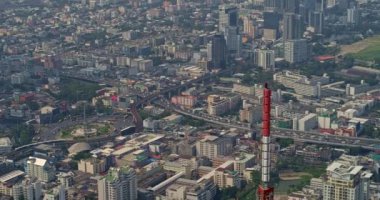 Bangkok Tayland Havacılık v129 Panning kuş bakışı şehir manzarası Ratchathewi ve Phaya Thai bölgelerinden - Mart 2018
