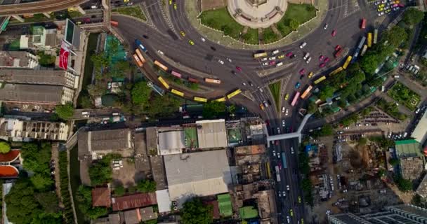 Bangkok Thailandia Aerial V142 Dettaglio Verticale Dell Incrocio Del Traffico — Video Stock