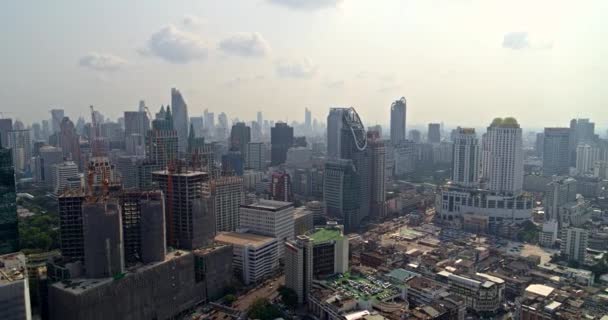 Bangkok Tailandia Aerial V144 Panorámica Del Paisaje Urbano Desde Makkasan — Vídeos de Stock