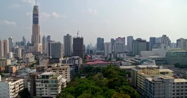 Bangkok Thailand Aerial V137 Volare Molto Basso Attraverso Distretti Ratchathewi — Video Stock