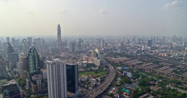 Bangkok Tailandia Aerial V150 Vista Panorámica Del Paisaje Urbano Con — Vídeos de Stock