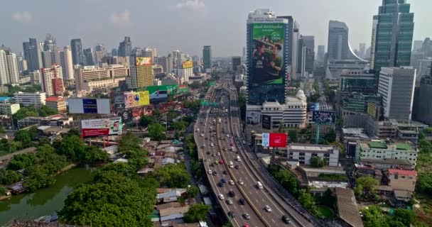 Bangkok Thailand Aerial V148 Пролетает Низко Вдоль Скоростной Дороги Деталями Лицензионные Стоковые Видео