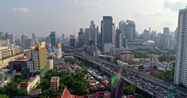 Bangkok Thailandia Aerial V149 Flying Low Path Expressway Neighborhood Views — Video Stock