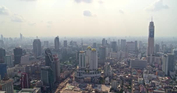 Bangkok Thajsko Aerial V145 Panorama Přes Makkasan Pathum Wan Ratchathewi — Stock video