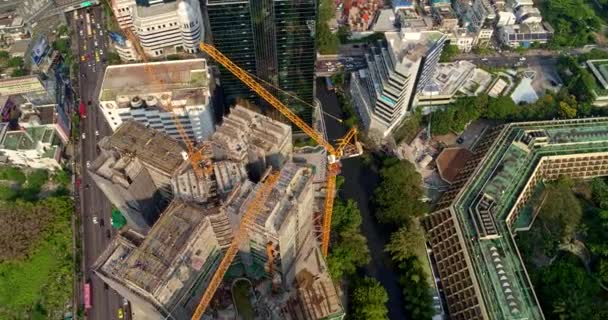 Bangkok Thailand Aerial V152 Panning Birdseye Building Construction Roadways Březen — Stock video