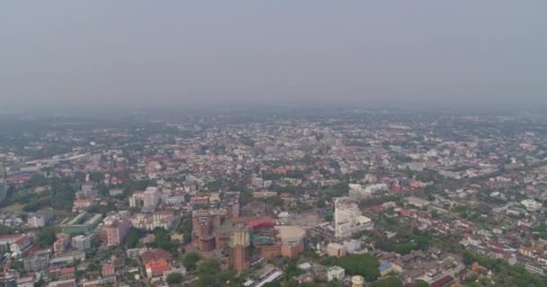 Chang Mai Thailand Luchtfoto Panoramisch Stadsgezicht Met Vliegveld Zicht Maart — Stockvideo