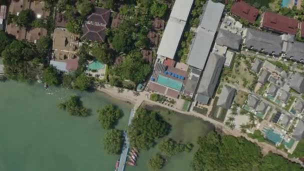 Krabi Tailândia Vista Aérea V13 Vôo Vertical Sobre Railay East — Vídeo de Stock
