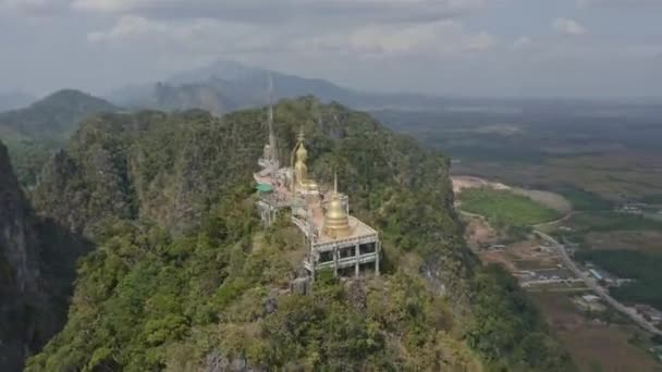 Krabi Tailândia V33 Aéreo Voando Baixo Vista Birdseye Torno Templo — Vídeo de Stock