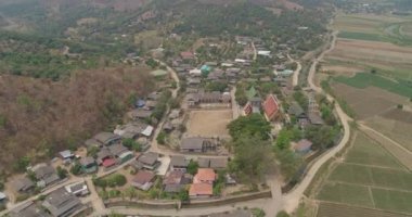 Thung Pi Tayland Havacılık v9 Köyün ve tarım ürünlerinin panoramik görüntüsü - Mart 2018