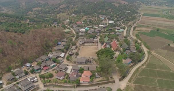 Thung Thailand Aerial Vista Panorámica Los Cultivos Aldea Agricultura Marzo — Vídeos de Stock