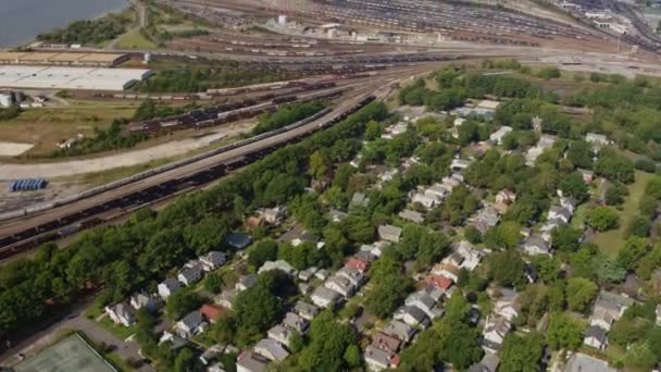 Norfolk Virginia Aerial V18 Birdseye Cityscape Looking Railroad Yard Panorama — Stock video