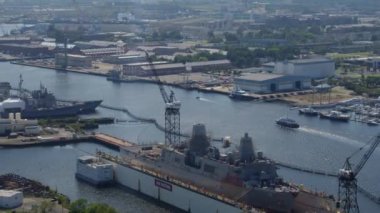 Norfolk Virginia Havacılık v36 Panoramik Endüstriyel Tersane Şehri - Ekim 2017