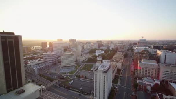 Richmond Virginia Aerial V11 Birdseye Peisaj Oraș Apus Soare Care — Videoclip de stoc