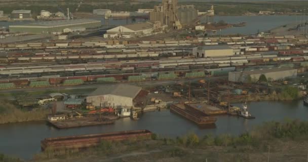 Mobile Alabama Aerial V13 Freight Rail Docklands Industrial Area Dji — Stock Video