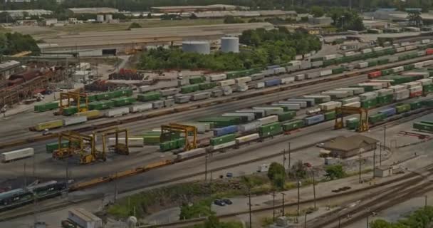 Atlanta Georgia Aerial V660 Birdseye Disparo Tren Mercancías Movimiento Estación — Vídeo de stock