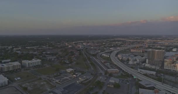 Tampa Florida Aerial V46 Birdseye Shot Van Channel District Tijdens — Stockvideo