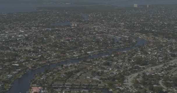 Cape Coral Florida Aerial Rivier Buurten Van Caloosahatchee Dji Inspire — Stockvideo