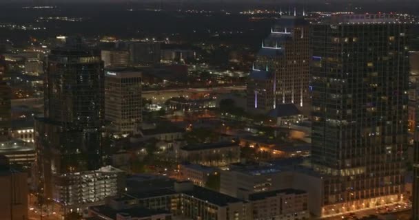 Orlando Florida Aerial V36 Birdseye Panning Shot Downtown Cityscape Colorful — Stock videók