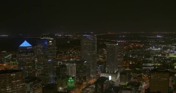 Tampa Florida Aerial Birdseye Tiro Rascacielos Por Noche Dji Inspire — Vídeo de stock