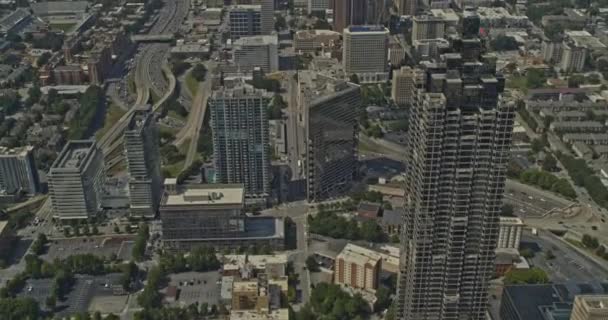 亚特兰大佐治亚州Aerial V642 Birdseye斜向拍摄巴克黑德社区的中城 Dji Inspire 2020年7月 — 图库视频影像