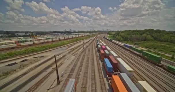 Atlanta Georgia Aerial V655 Birdseye Širokoúhlý Snímek Nákladního Vlaku Nádraží — Stock video