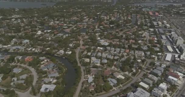 Siesta Key Florida Aerial Felfedi Serpenyő Lakóövezetek Strand Front Üdülőhelyek — Stock videók