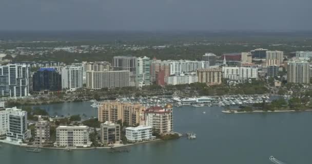 Sarasota Florida Aerial Πολυώροφα Διαμερίσματα Και Ξενοδοχεία Για Πολυτελή Διαβίωση Βίντεο Κλιπ