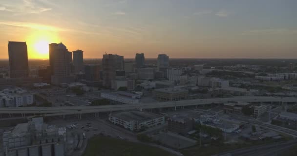 Tampa Florida Aerial V43 Pan Left Shot City Center Expressway — Stock Video