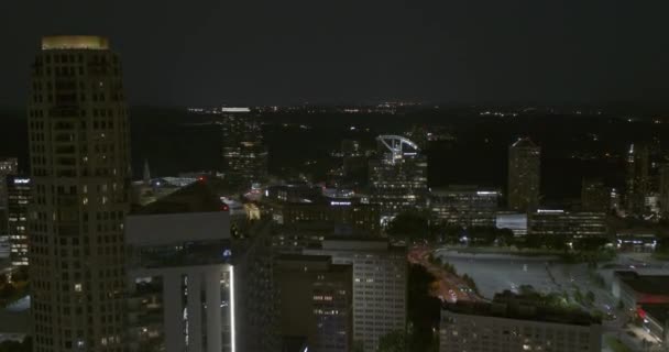 Atlanta Georgia Aerial V726 Lento Volar Través Disparo Edificios Gran — Vídeo de stock