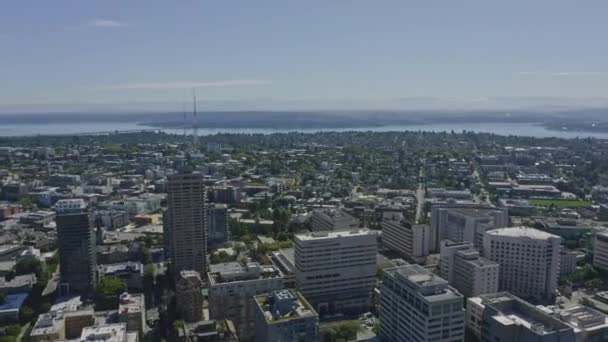 Seattle Washington Air V119 Completo 360 Tiro Centro Cidade Arranha — Vídeo de Stock