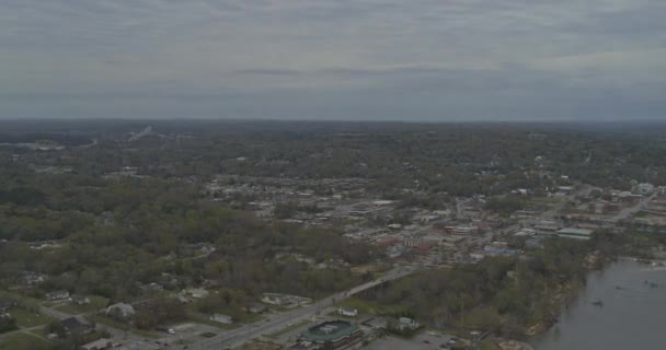 Columbus Georgia Aerial Правый Снимок Леса Реки Чаттахучи Города Феникс — стоковое видео