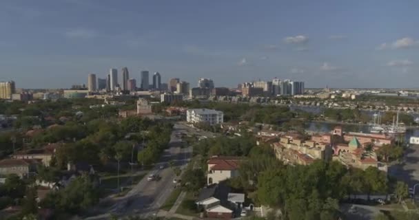 Tampa Florida Aerial V35 Quick Birdseye Shot Davis Islands Neighborhood — Stock Video