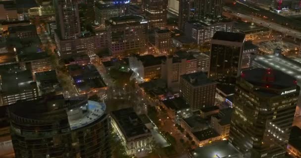 Orlando Florida Aéreo V38 Edifícios Altos Ruas Cidade Brilham Noite — Vídeo de Stock