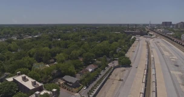 Atlanta Georgia Aerial V619 Rotating Birdseye Shot Park Reynoldstown Neighborhood — Stock Video