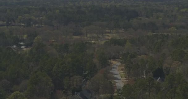 Peachtree City Georgia Aerial v11 birdseye shot of coniferous forest, lake and houses - DJI Inspire 2, X7, 6k - March 2020