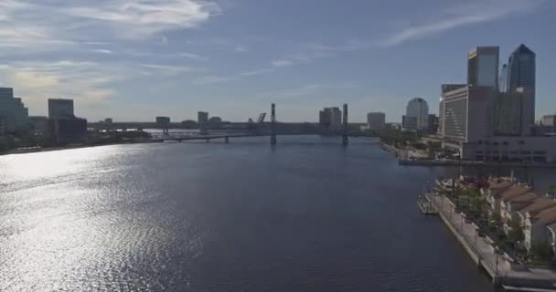 Jacksonville Florida Havacılık Şehir Merkezindeki Ufuk Çizgisi John Nehrinin Yükselen — Stok video