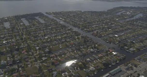 Cape Coral Florida Aerial Panoramic Birdseye View Caloosahatchee Landscape Dji — Stock video