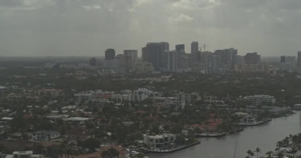 Fort Lauderdale Florida Aerial V14 Left Right Pan Shot Cityscape — Vídeos de Stock