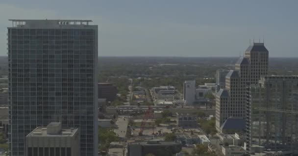 Orlando Florida Aerial V11 Truck Left Shot Downtown Cityscape Dji — Stock video