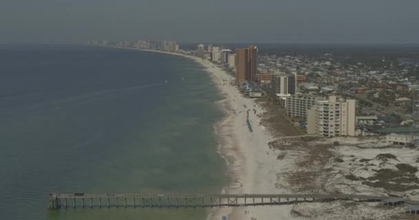 Panama City Beach Florida Aerial Pan Prawy Strzał Zatoki Meksykańskiej — Wideo stockowe