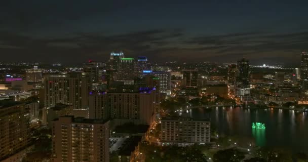 Orlando Florida Aerial V42 Dolly Out Shot Downtown Cityscape Lake — Video
