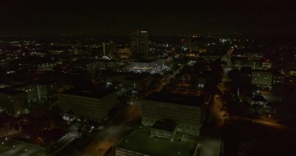 Tallahassee Florida Aerial V20 Birdseye Shot Illuminated City University Night — 图库视频影像
