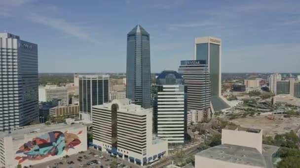 Jacksonville Florida Aerial V13 Fly Shot Commercial Skyscrapers Including Bank — Stock Video